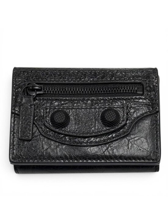 Balenciaga Handbags - Balenciaga le Cagole Logo Leather Mini Wallet Trifold Black